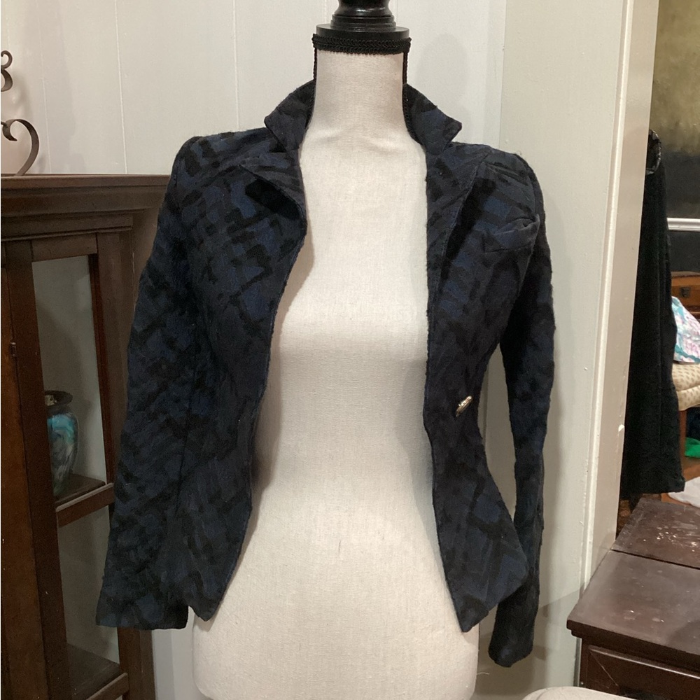 Versace Collection Black Blazer with Tailored Fit and Textured Fabric
